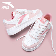 安踏（ANTA）輕松板鞋女鞋2025秋冬季新款厚底增高百搭小白鞋輕便休閑運動(dòng)鞋 -4紙莎白/藕灰/丁香粉 35.5