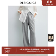 迪賽尼斯（DESIGNICE）2024年春季新款通勤風(fēng)簡(jiǎn)約寬松高腰衛(wèi)褲百搭黑色休閑褲女 灰色 XL