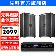 先科會(huì )議室音響設備全套裝組合家庭影院KTV音樂(lè )學(xué)校培訓專(zhuān)用系統藍牙功放麥克風(fēng)一體機壁掛舞臺音箱K5V 【兩12吋音響套裝】無(wú)話(huà)筒（100-220平）