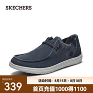 斯凱奇（Skechers）男鞋夏季商務(wù)休閑鞋季百搭時(shí)尚帆布鞋舒適復(fù)古一腳蹬66387 藍(lán)色/BLU 41.5