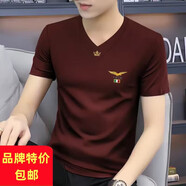 短袖t恤男夏季V領(lǐng)涼爽半袖修身型體恤衫男裝衣服 潮社坊093紅色 潮社坊093紅色 M