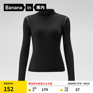 蕉內(nèi)（Bananain）【趙露思同款】熱皮501++女士保暖內(nèi)衣半高領(lǐng)秋冬加絨肌底衣秋衣 黑色撞線 XL