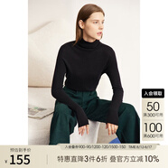 AMII秋冬新款100全羊毛毛衣堆堆領(lǐng)高領(lǐng)套頭上衣女打底針織衫 黑色 155/80A/S