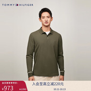 Tommy Hilfiger【透氣舒適】秋冬男彈力珠地網(wǎng)眼撞色門(mén)襟長(zhǎng)袖T恤POLO