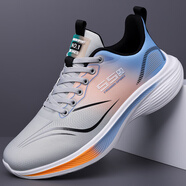 森馬（senma）赤兔7Pro男鞋運動(dòng)鞋2025秋冬休閑鞋男輕便透氣皮面防滑減震跑步鞋 皮面防水款8815灰蘭色 40 _標準運動(dòng)鞋尺碼