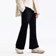 安奈兒童裝女童修身休閑長(cháng)褲子2025冬新款加絨微喇褲 黑色   150   