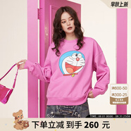 拉拉波波哆啦A夢新款設(shè)計感減齡薄衛(wèi)衣女圓領(lǐng)寬松顯瘦高級上衣ABCD-WSTS18 粉色 M