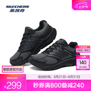 斯凱奇（Skechers）暮光鞋丨2025新品運動(dòng)跑鞋男女款高回彈輕質(zhì)吸震綁帶休閑鞋 男款-黑色/炭灰色/BKCC 43.5