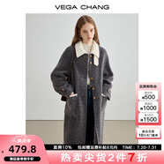 VEGA CHANG毛呢大衣女2025年秋冬新款撞色領(lǐng)顯瘦氣質(zhì)羊毛呢大衣 常規(guī) 版 M