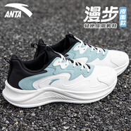安踏（ANTA）漫步跑鞋男鞋2025秋季中考體測輕便舒適軟底皮面防潑水運動(dòng)跑步鞋 白/黑/灰霧藍-3 【皮面防潑水】 41 (8碼)