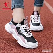 喬丹QIAODAN 冬季女鞋運動(dòng)鞋子學(xué)生跑步鞋皮面復古老爹鞋R 黑色/喬丹白-10322 35