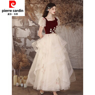 皮爾卡丹（pierre cardin）泡泡t袖敬酒服2025新款春季新娘結(jié)婚訂婚設(shè)計(jì)感蓬蓬裙晚禮服甜美 2474酒紅色上身繡花+香檳歐根紗 XS