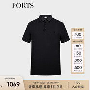 PORTS寶姿男裝夏季商務(wù)休閑短袖POLO衫MM8N205MZC013 黑色 S