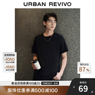UR春季新款男裝簡(jiǎn)約基礎百搭休閑純色棉質(zhì)短袖T恤UMB440001 正黑 XS