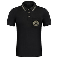 VERSACE JEANS COUTURE范思哲2025翻領(lǐng)新款短袖POLO夏季男士時(shí)尚潮流商務(wù)大碼男裝美杜莎 黑色 XL