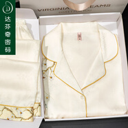 達芬奇密碼睡衣女長(cháng)袖冰絲可外穿家居服母親節禮物送媽媽生日禮物實(shí)用禮盒裝 暗香蝶夢(mèng) XL 【推薦120斤-140斤】