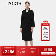 PORTS寶姿秋季新款女裝甜美櫻粉長(zhǎng)袖中長(zhǎng)毛呢大衣ALD9C003QZW025 黑色（胸針隨機(jī)贈(zèng)送） XS 2