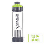 富光玻璃杯600ml男茶杯透明大容量水杯便攜家用帶蓋過(guò)濾單層杯子G1701 綠色 600ml