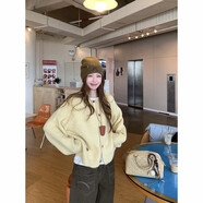 小紅書爆款韓系氛圍感慵懶卷邊圓領(lǐng)毛衣外套女秋冬加厚軟糯寬松洋 黃色[奶呼呼/ins超火/很明媚的/ S推薦(85-95斤) 均碼