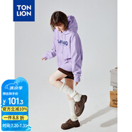 唐獅（TonLion）2024衛(wèi)衣女寬松連帽oversize上衣外套帽衫 加絨款/香芋紫 S