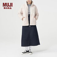無印良品 MUJI 男女通用 羊羔絨 拉鏈夾克 毛絨加絨厚外套 秋冬季 淺米色 XXS-XS