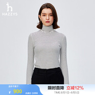 哈吉斯（HAZZYS）女裝 春秋款女士條紋高領(lǐng)長(zhǎng)袖打底衫T恤ABTSE0BCE15 米黃色OW L (165/88A 40)
