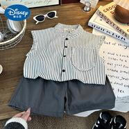 迪士尼（Disney）中大童夏季套裝2025新款背心襯衫短褲套裝男女寶同款洋氣泡芙棉潮 襯衫套裝 90 建議身高80-90cm