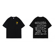 NBA CARES-NBA美式T恤球星純棉圓領(lǐng)手繪NBA上衣夏季圓領(lǐng)短袖美式涂鴉街頭印 黑色-科比 S (偏大一碼)