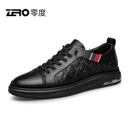 零度男鞋板鞋2025新款男士休閑鞋頭層牛皮休閑皮鞋時(shí)尚潮流小白鞋子 33520 黑色 44