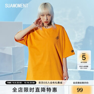 SuaMoment抓痕小爪子字母短袖男潮流街頭寬松純棉情侶T恤伯遠(yuǎn)同款 橘色 L