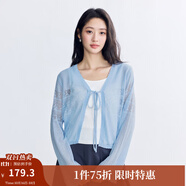 茵曼（INMAN）章若楠同款歐若風(fēng)鏤空薄女裝開衫針織衫2025年春秋季新款短款外套 星空藍(lán) M