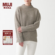 無(wú)印良品（MUJI）女式 含牦牛絨羊毛棱紋編織 高圓領(lǐng)寬版毛衣 長(zhǎng)袖針織衫 深咖啡色 M -L （165/88A）
