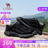駱駝（CAMEL）登山鞋男防滑戶(hù)外徒步運動(dòng)休閑鞋男新款透氣男士復古鞋子七夕禮物 G15A370083  黑色（皮面款） 42