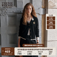 Teenie Weenie小熊針織開衫女春季軟糯舒適簡約休閑通勤針織毛衣外套女 黑色 XL (175)