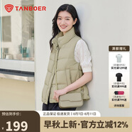 坦博爾羽絨服馬甲女立領(lǐng)寬松外搭短款羽絨背心外套TD236006 奶茶棕 165