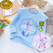 G.duck變臉衣服兒童可變圖案T春夏女童愛(ài)莎公主變色亮片棉長(cháng)袖tt恤衫 藍-愛(ài)莎變星黛露 120 cm