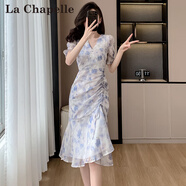 拉夏貝爾（La Chapelle）法式碎花雪紡小個(gè)子連衣女2025夏季新款仙女茶歇溫柔風(fēng)荷葉邊潮 花色長(zhǎng)款 L