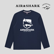 大青鯊 AIR SHARK古老鯊魚(yú)長(cháng)袖T恤男高端設計歐美風(fēng)秋裝25新款重磅純棉寬松休閑衫 藏青色長(cháng)袖 AIR盾牌鯊魚(yú) M 建議90-110斤