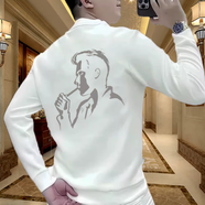 歐洲站高端輕奢ins短袖t恤男士夏季新款時(shí)尚百搭半袖圓領(lǐng)上衣男T  白色  春秋款長(cháng).袖 XL 120-140斤