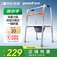 魚躍（Yuwell）老人助行YU710A拐杖醫(yī)用助行架四腳防滑可折疊升降坐浴坐便