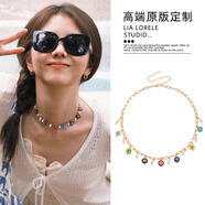 慶語(yǔ)譚松韻同款珍珠彩色琉璃花項鏈波西米亞鎖骨鏈多巴胺流行穿搭配飾 珍珠琉璃花朵項鏈【精美禮盒】