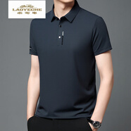 老爺車(chē)（LAOYECHE）長(cháng)袖T恤男冰絲純色翻領(lǐng)Polo夏季新品薄款中青年寬松半袖 1180深藍 4XL