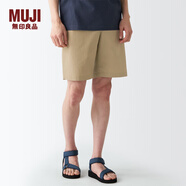 無印良品 MUJI 男式 棉水洗府綢 短褲休閑短褲男款夏季純棉全棉AED14A2S 米色 S