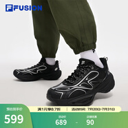 FILAFUSION斐樂(lè )潮牌【章昊同款】隕石2男鞋網(wǎng)面復古跑鞋機能運動(dòng)鞋男 黑/太空銀-BS 43