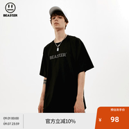 BEASTER短袖T恤男女同款國潮牌基礎(chǔ)款純色休閑圓領(lǐng)上衣易穿搭 黑色 M