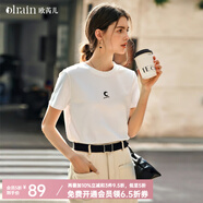 Olrain歐芮兒法式白色短袖T恤女夏季新款簡約正肩顯瘦上衣 白色（月牙） XL