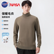NASA GISS官方潮牌毛衣男秋冬韓版純棉舒適高領(lǐng)針織衫內(nèi)搭打底衫 卡其 XL 