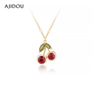 AJIDOU阿吉豆項(xiàng)鏈生日禮物 仿水晶櫻桃吊墜項(xiàng)鏈送女友閨蜜老婆金色+紅色