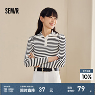 森馬毛衣女短款高領(lǐng)正肩緊身套頭衫休閑風(fēng)冬季顯瘦打底衫簡(jiǎn)約氣質(zhì) 黑白色調(diào)00391 165/88A/L