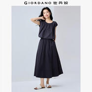 佐丹奴【兩件套】套裝女收褶圓領(lǐng)連袖T恤松緊腰半身裙女13465346 65軍藍 L